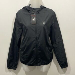 NWT Spyder lightweight black hooded jacket